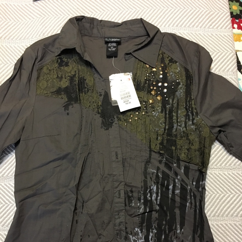 Camo Button down shirt from Buckle with tags!